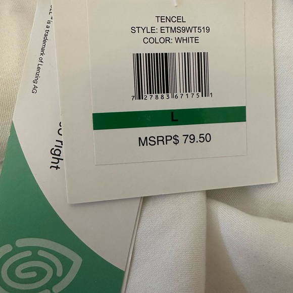 Ellen Tracy White Sleeveless Top L Lace Up Collar Tunic Tencel Hi Lo NWT $79.50 - Picture 3 of 9